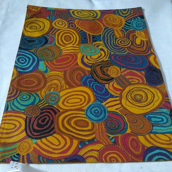 JIJAKA AUSTRALIA YELLOW MULTICOLOR ART 4 TABLE PLACEMATS - Picture 1 of 8